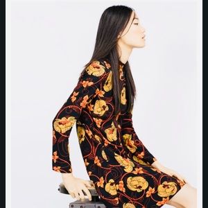 👗Zara Black Floral Vintage-Inspired Mini Dress XS
